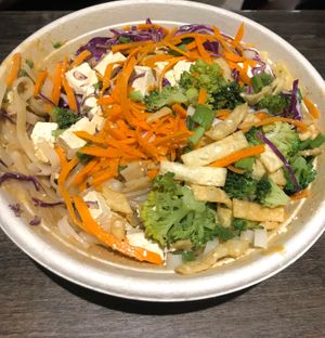 Buddha satay bowl (added tofu) at freshii in Niagara Falls
