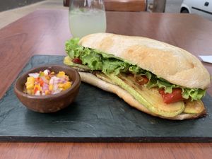 Courgette/zucchini sandwich   at Caléndula in Mendoza