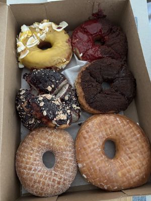 Box of all vegan options  at SuzyQ Doughnuts - Hintonburg in Ottawa