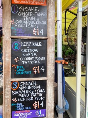 Menu  at Hempburger - Market Stall in Eumundi