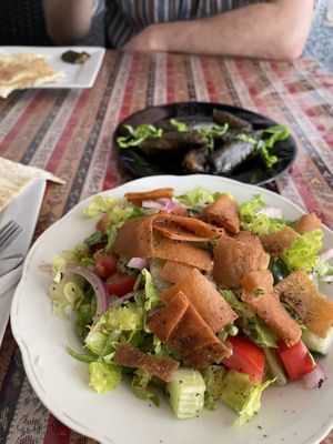Fattoush Salad and Stuffed Grapleaves    at Abou Tayssir in Tangier