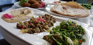 falafel, hummus, tabouleh and more. all together 130MAD / 13€ which is a little expensive for marocco at Abou Tayssir in Tangier