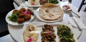 falafel, hummus, tabouleh and more. all together 130MAD / 13€ which is a little expensive for marocco at Abou Tayssir in Tangier