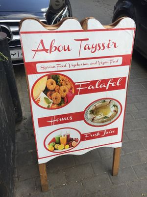 Sign outside  at Abou Tayssir in Tangier
