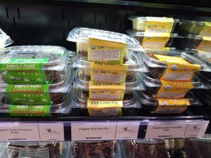 Raw vegan desserts in the case near the bakery at Whole Foods Market in Naples