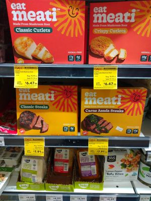 Meati vegan products (the classics are WFPB) at Whole Foods Market in Naples