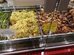 At the enclosed prepared food counter, they sometimes have vegan food. You can ask for a sample or container. at Whole Foods Market in Naples