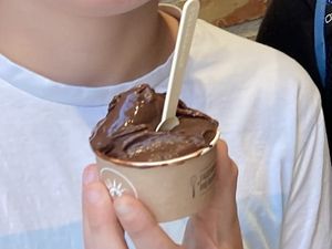 Chocolate vegan gelato  at Gelateria La Romana in Rome