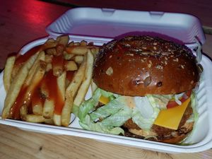 Big Jack and fries at Biff's x Brewdog - Dalston in North London
