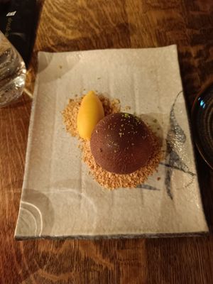 Vegan coconut/chocolate dessert at Südøst Asian Crossover in Oslo