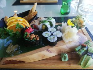 Vegan sushi platter €17 at Sushimari in Funchal