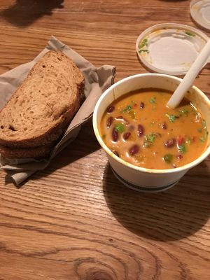 Kenyan soup. Totally delicious. Chilli/coconut cream/kidney beans.  at Súpa in Geysir