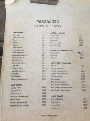 Menu at Luno in Santorini