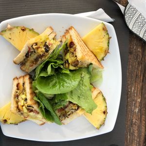 Vegan Club Sandwich at Luno in Santorini