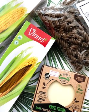 Vegan Cheese, Corn Spaghetti, Buckwheat Spirals at Vegetus - TTs Kosmos in Kharkiv