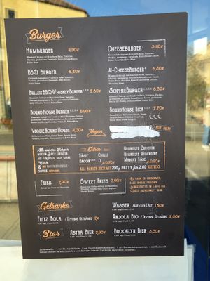 Menu at Round House Burger in Stuttgart