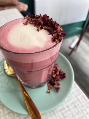 Rose latte  at Rawnchy in Glasgow