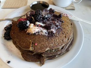 Buckwheat pancakes   at Amara Kitchen in Los Angeles