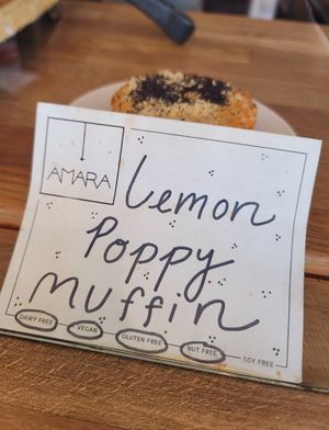 Vegan gluten free lemon poppy seed muffin at Amara Kitchen in Los Angeles