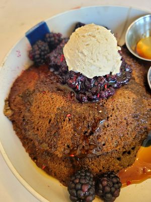 Vegan gluten free buckwheat pancakes at Amara Kitchen in Los Angeles