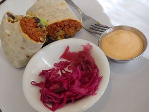 Breakfast burrito at Amara Kitchen in Los Angeles