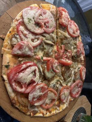 Pepperoni pizza  at Prana Vegan in Arequipa