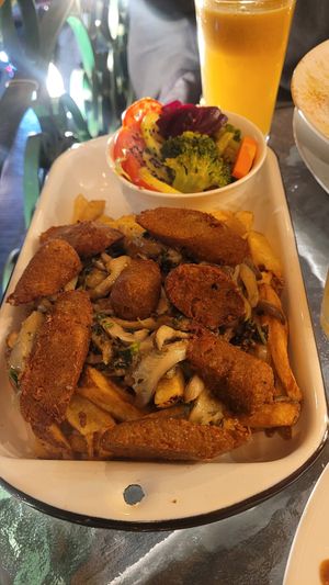 Papas with Chorizo at Prana Vegan in Arequipa