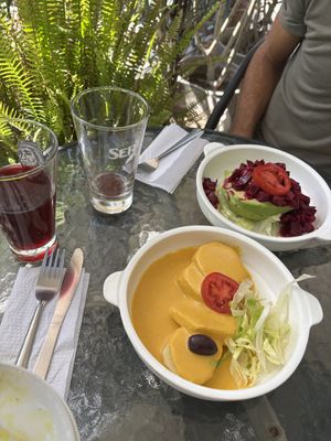 Russian stuffed avocado (with beets)   at Prana Vegan in Arequipa