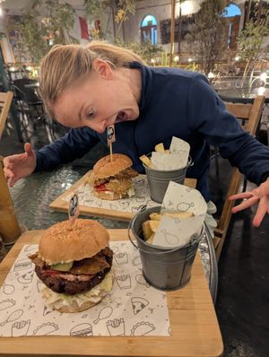 Kentucky burger and bacon cheese burger at Prana Vegan in Arequipa