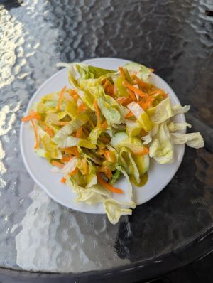 Buffet salad, not so imaginative but sauce is great at Prana Vegan in Arequipa