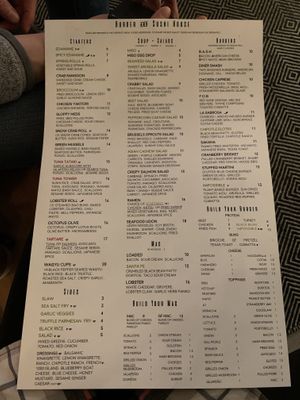 menu at Bash in Ottawa