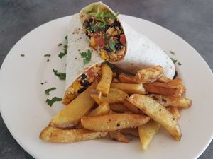 Tofu burrito. at Casa del Ritmo in Santa Marta