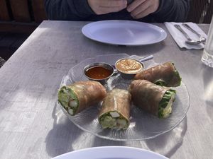 Spring rolls were softer than i imagined #Veganuary at Plumeria in Encinitas