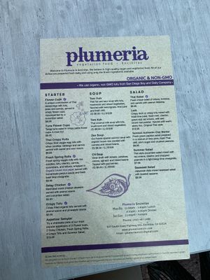 Menu  at Plumeria in Encinitas