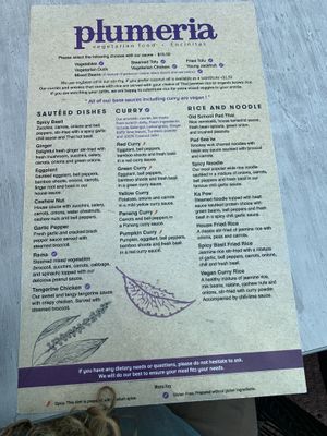 Menu  at Plumeria in Encinitas