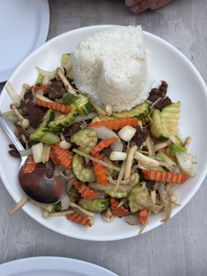 Ginger stir fry   at Plumeria in Encinitas