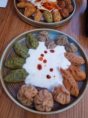 Boiled dumplings (I ordered with the oil sauce on the side and added tiny bit) at Mr.Dumpling in Istanbul