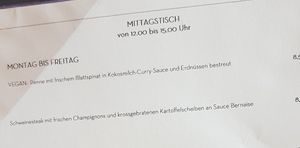 Speisekarte at Treibhaus in Hannover