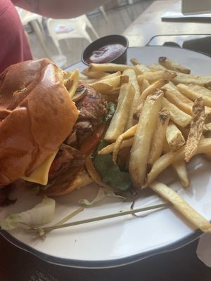 Vegan cheeseburger   at Cafe Berlin in San Juan
