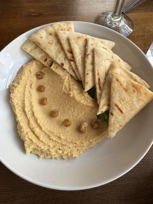 hummus and pita  at Cafe Berlin in San Juan