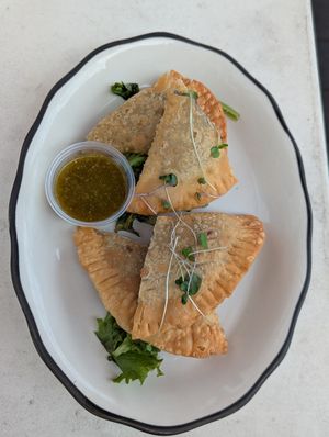 Empanadillas veganas at Cafe Berlin in San Juan