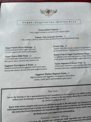 Menu   at Cafe Berlin in San Juan