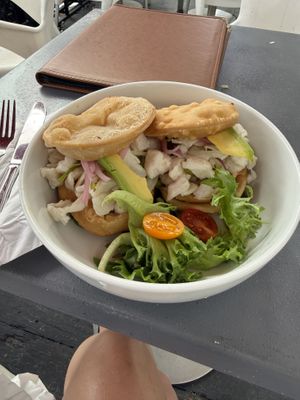Coconut Ceviche Arepas  at Cafe Berlin in San Juan