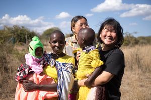 International volunteers and Samburu people at Sadhana Forest Kenya at Sadhana Forest in Maralal