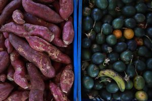 Fresh fruits and veggies from the market - avocados, mangos, and passion fruits almost every day, along with some of the best pineapple I've ever tasted.   at Sadhana Forest in Maralal
