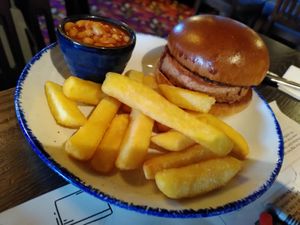 Kids burger and beans (January 2025) at The Starling Cloud in Aberystwyth
