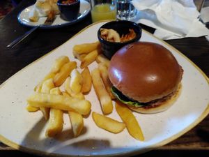 Burger and chips (January 2025) at The Starling Cloud in Aberystwyth