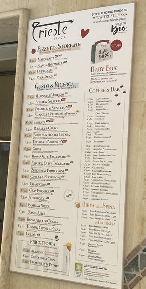 Menù   at Trieste Pizza in Pescara