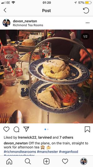 Vegan afternoon tea  at Richmond Tea Rooms in Manchester