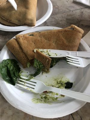 Pesto, vegan cheese, spinach.  at Holy Crepes! in New Orleans